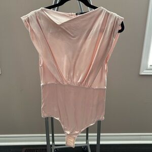 Zara Blush Pink Draping Bodysuit. Size large
